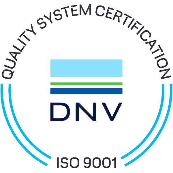 Logo certificazione 9001 DNV per la qualità della produzione